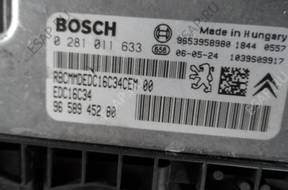 КОМПЛЕКТ БЛОК УПРАВЛЕНИЯ PEUGEOT 407 1.6 HDI 0281011633