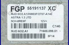 КОМПЛЕКТ ECU OPEL ASTRA 1.3 CTDI FGP 55191137 XC