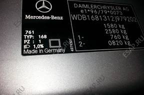 Mercedes A-КЛАССА W-168 1.4B двигатель ПРОБЕГ 78TY
