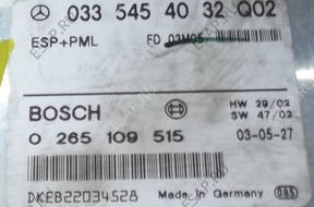 Mercedes W211 E klasa БЛОК УПРАВЛЕНИЯ ESP+PML 0265109515