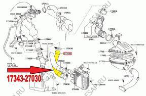 ПАТРУБОК ИНТЕРКУЛЕР/A TOYOTA COROLLA D4D 17343-27030