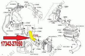 ПАТРУБОК W ТУРБО TOYOTA AVENSIS 2.0 D4D 17342-27050