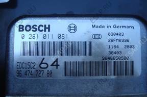 PEUGEOT 307 2.0 HDI БЛОК УПРАВЛЕНИЯ ДВИГАТЕЛЕМ 0281011081