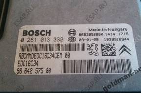 PEUGEOT 308.БЛОК УПРАВЛЕНИЯ КОМПЛЕКТ 1,6HDi.BOSCH0281013332