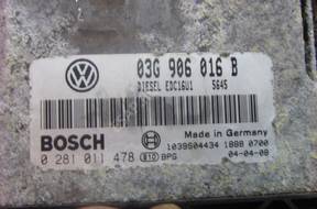 VW GOLF V 5 1.9 TDI БЛОК УПРАВЛЕНИЯ ДВИГАТЕЛЕМ 03G906016B