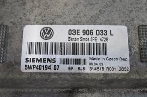 VW POLO IV 1.2 12V БЛОК УПРАВЛЕНИЯ ДВИГАТЕЛЕМ 03E906033L