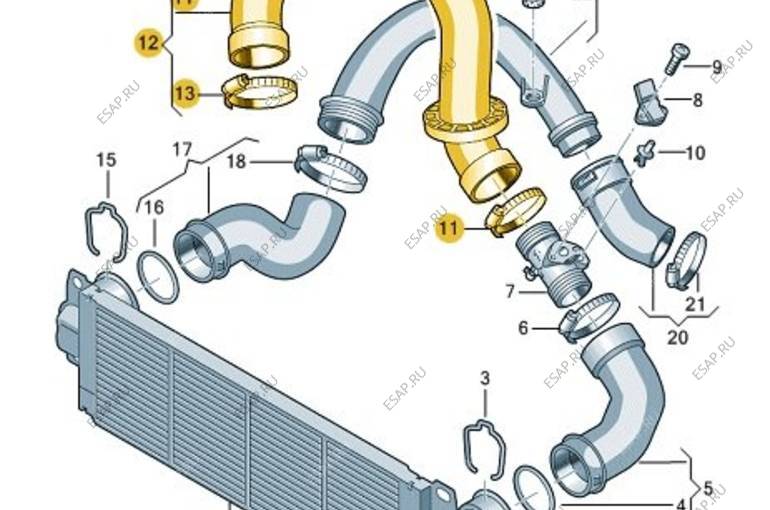 Как поменять интеркулер на фольксваген т5