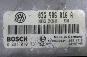 VW TOURAN 1.9 TDI БЛОК УПРАВЛЕНИЯ ДВИГАТЕЛЕМ 03G906016A